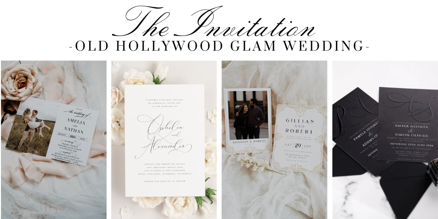 old hollywood glam wedding invites