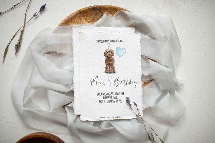 Cockapoo Dog Birthday Invitation - Poodle Birthday Bash Invitation - Poodles Birthday Theme Invitation - Dog Themed Birthday Invitation