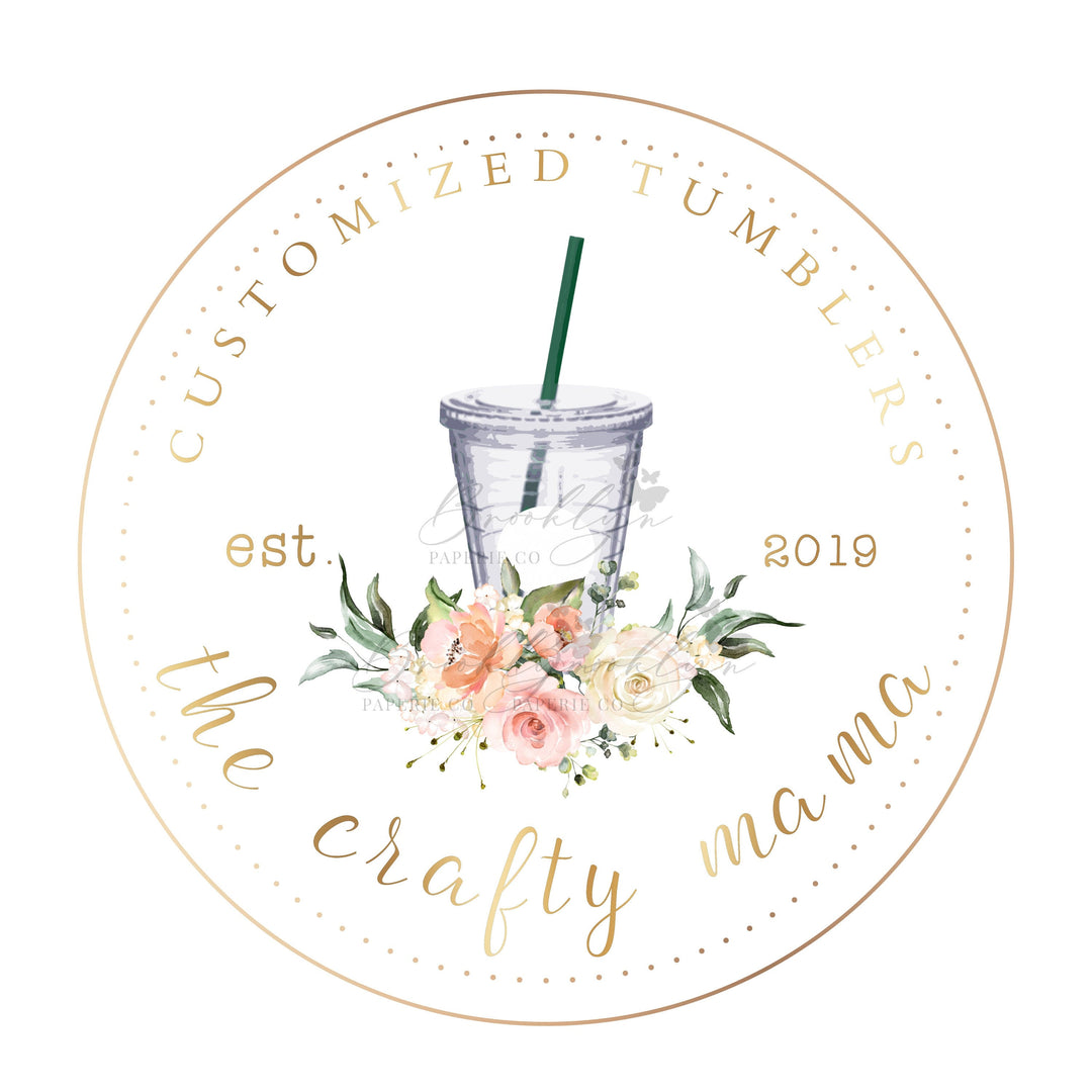 Floral Tumbler Logo - Girly Tumbler Business Logo - Instagram