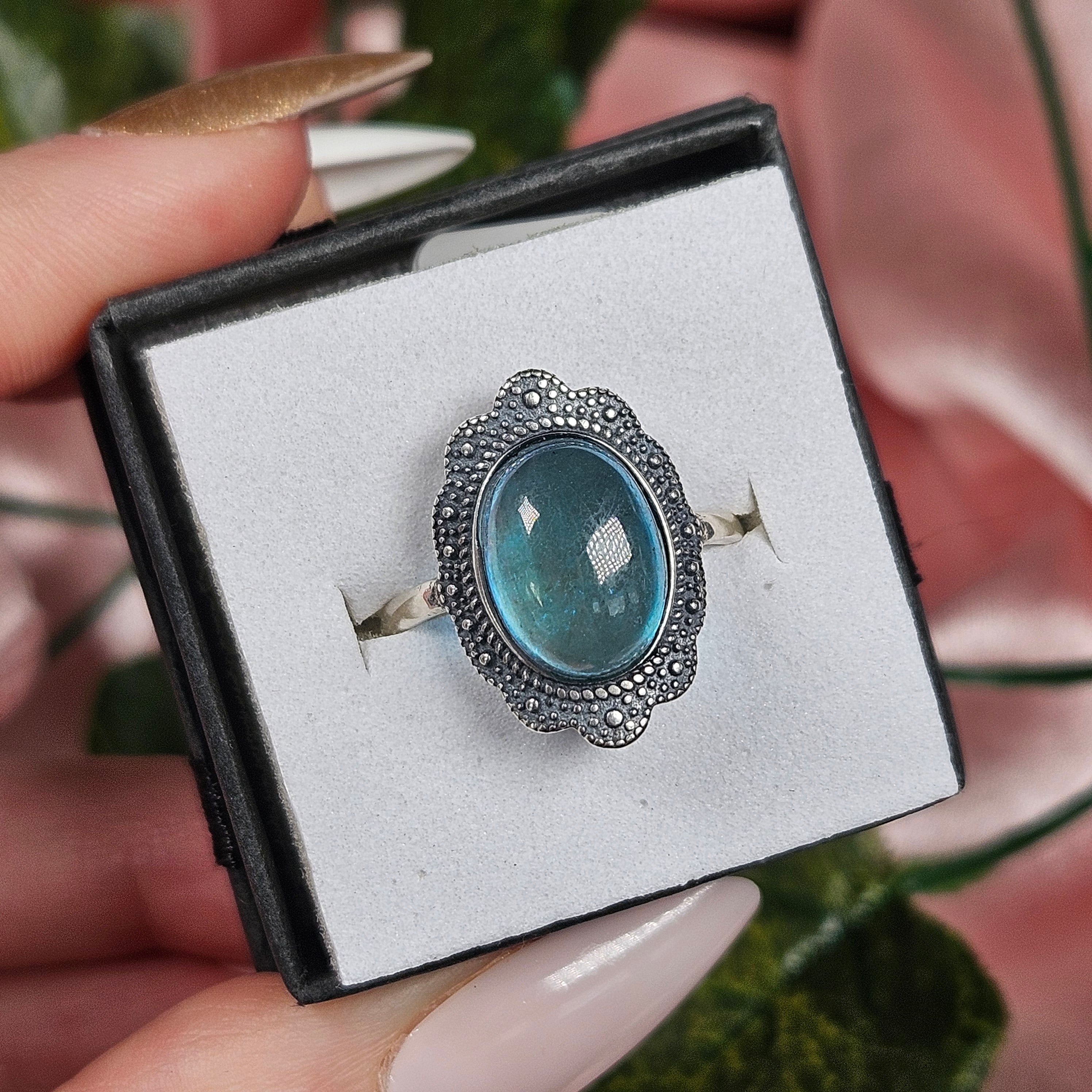 Adjustable S925 fluorite ring