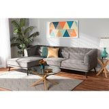 Baxton Studio Morton Mid-Century Modern Contemporary Grey Velvet Fabric Upholstered and Dark Brown Finished Wood Sectional Sofa with Left Facing Chaise Baxton Studio- Source2Home