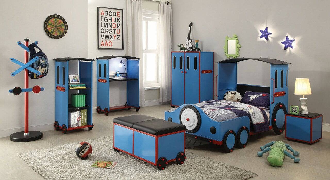 83" X 44" X 51" Blue, Red, And Black Train Metal Twin  Bed - Source2Home