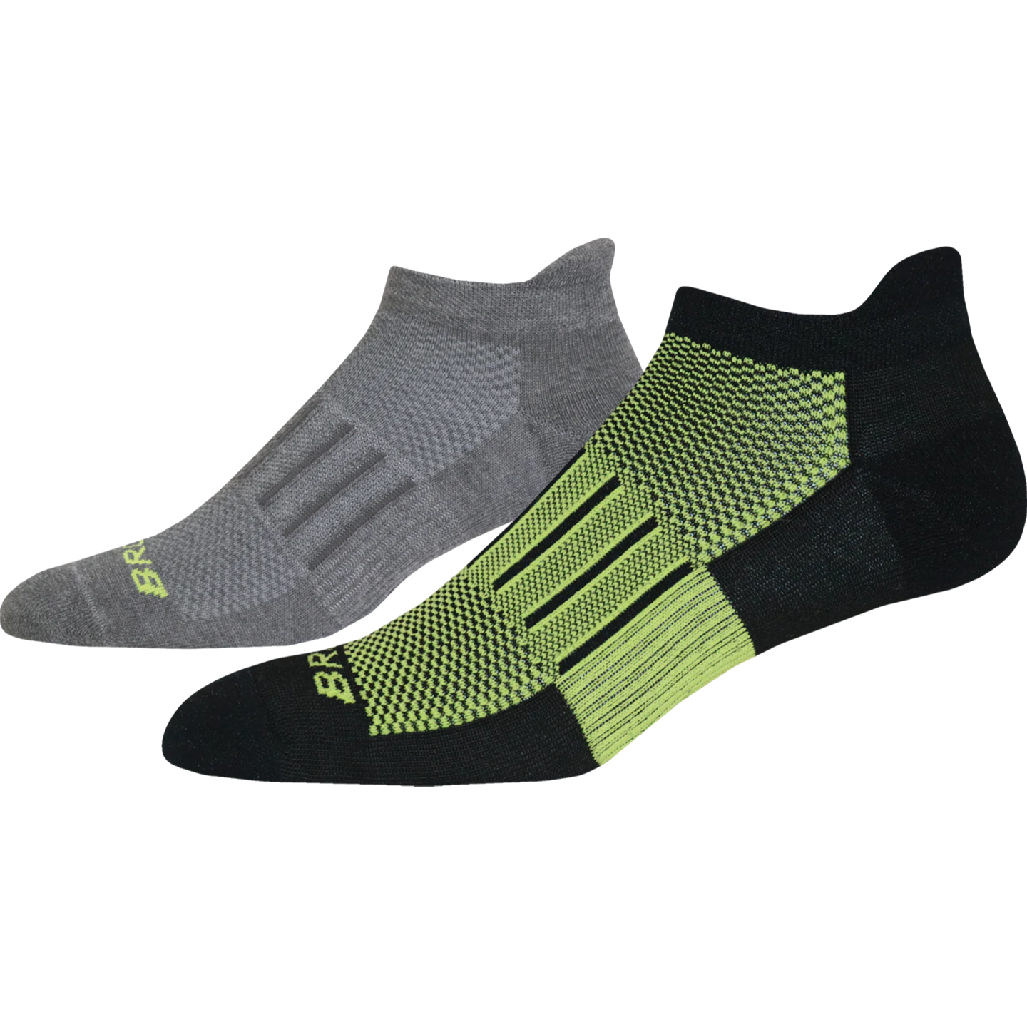 Brooks Ghost Midweight Socks (2 Pack) [Asphalt/Lime]