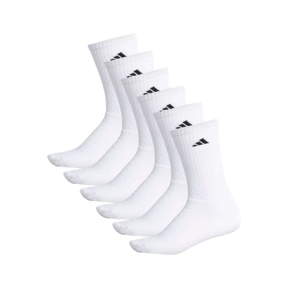 Adidas Cushioned Climalite Compression Crew Socks (6 Pack) [White] 6-12