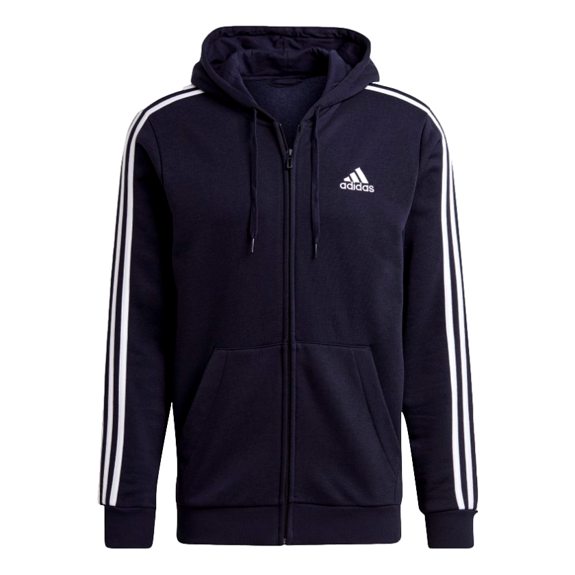 Adidas Mens Essentials Fleece 3 Stripes Full Zip Hoodie