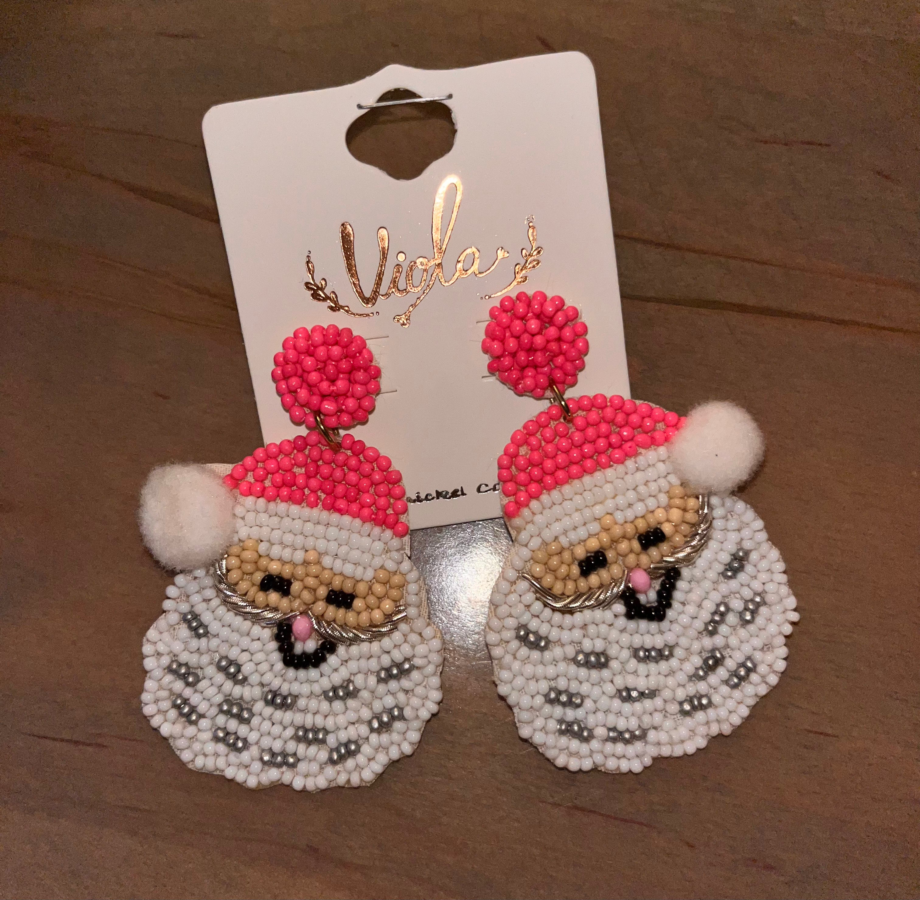 Pom Pom Santa Hat Earrings