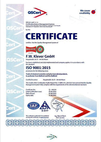 Ballistol ISO Certificate