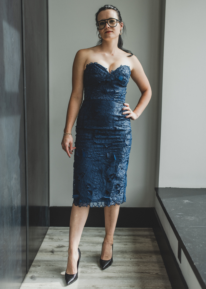 ML Monique Lhuillier Isabel Jacquard Strapless Midi-Dress – AshleyCole  Boutique