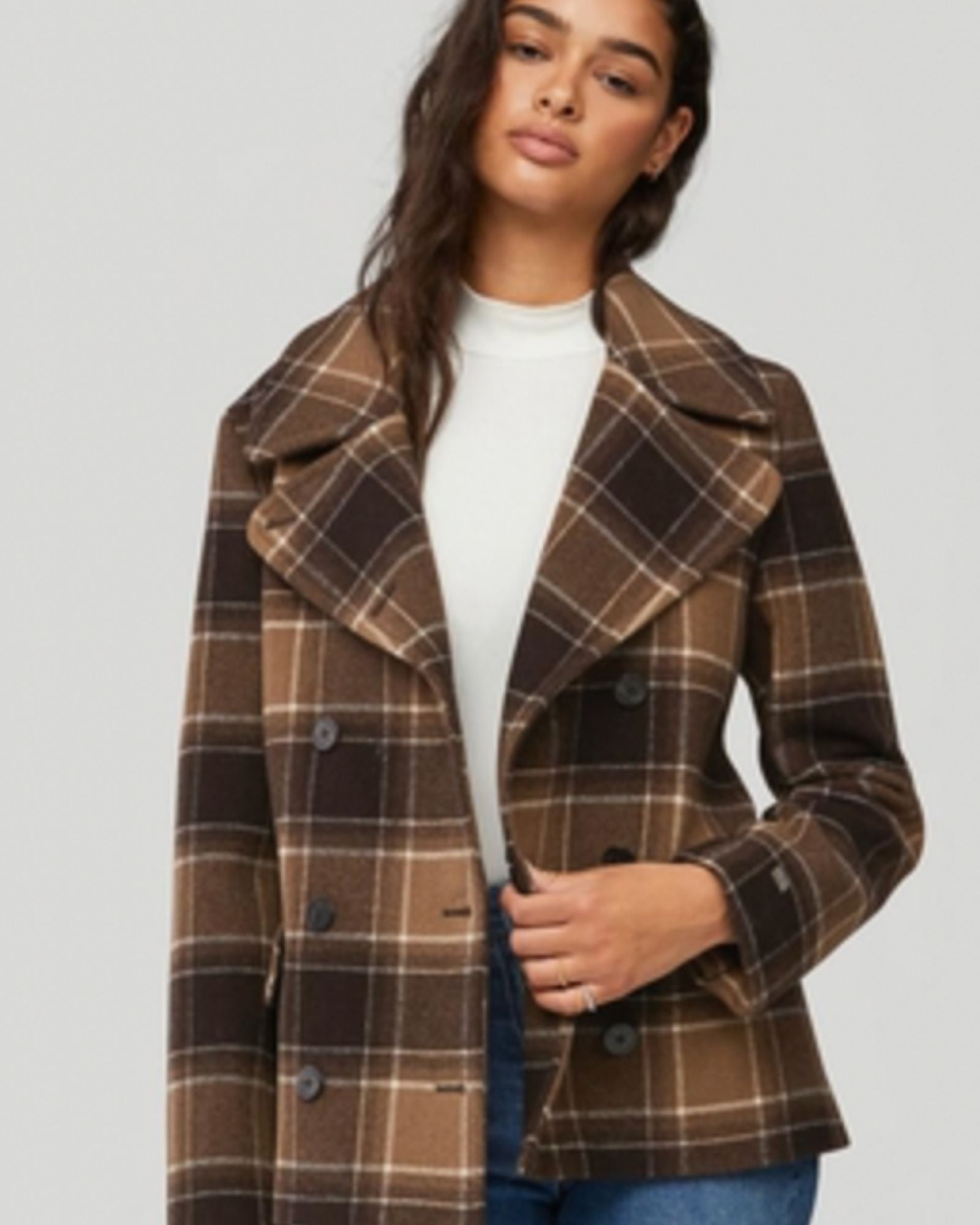 UNNA double-breasted plaid wool jacket