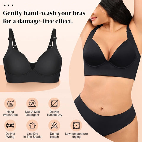 Gently hand wash your bras for a damage free effect. 30 Hand Wash Cold W Use A Mild Detergent Do Not Tumble Dry Do Not Wring Line Dry In The Shade Do not bleach Low temperature drying