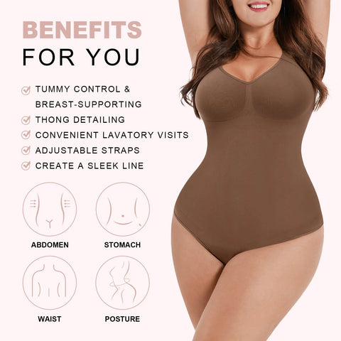 BENEFITS FOR YOU @ TUMMY CONTROL & BREAST-SUPPORTING @ THONG DETAILING @ CONVENIENT LAVATORY VISITS @ ADJUSTABLE STRAPS @ CREATE A SLEEK LINE ABDOMEN STOMACH WAIST POSTURE
