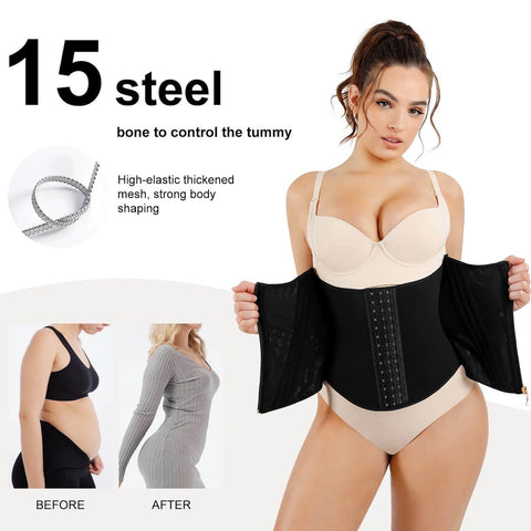 15 steel bone to control the tummy High-elastic thickened mesh, strong body shaping BEFORE AFTER