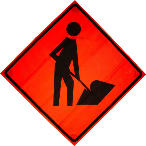 men at work orange sign