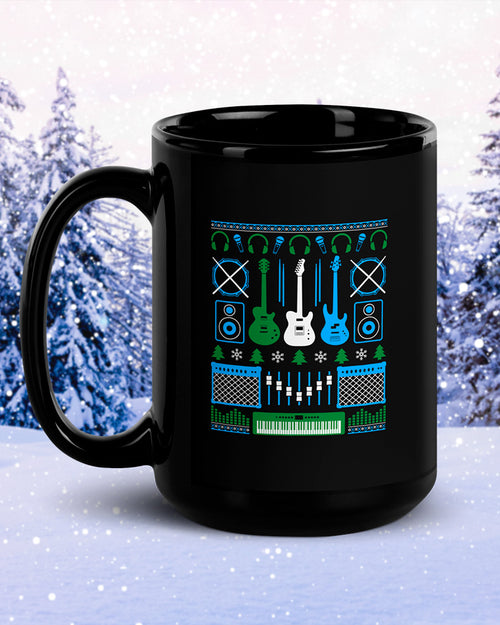 Musicians Christmas Black Glossy Mug