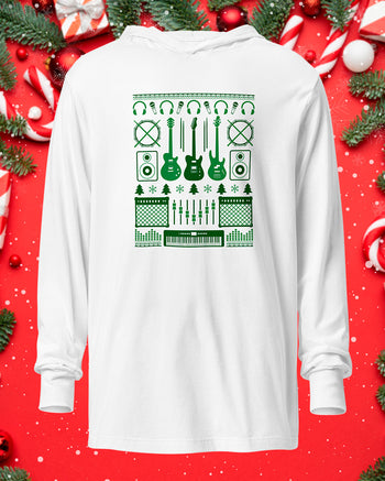 Musicians Christmas Hooded Long-Sleeve Tee  - White