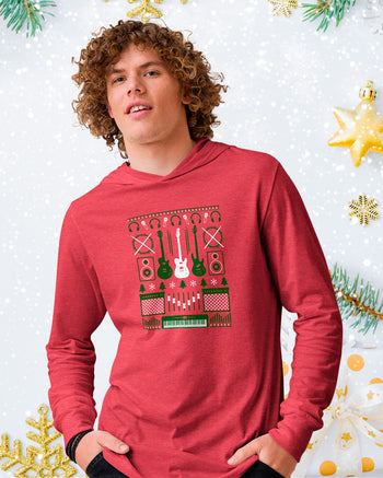 Musicians Christmas Hooded Long-Sleeve Tee  - Heather Red