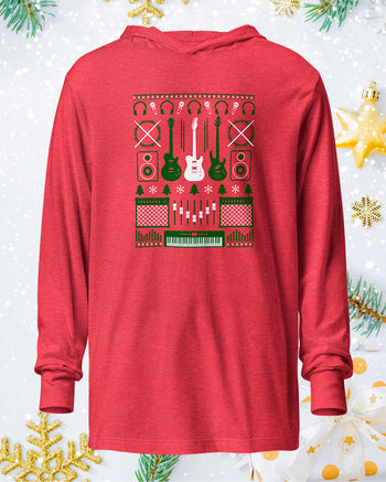 Musicians Christmas Hooded Long-Sleeve Tee  - Heather Red