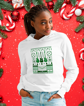 Musicians Christmas Hooded Long-Sleeve Tee  - White