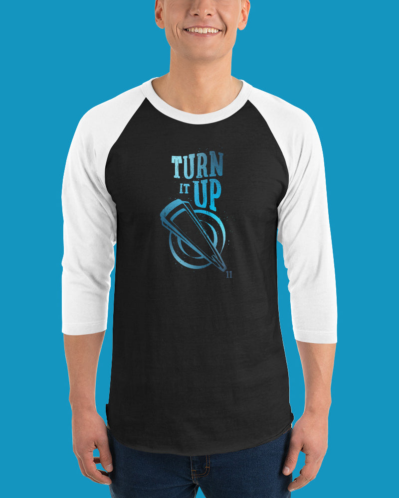 Turn It Up 3/4 Sleeve Raglan Shirt - Black / White - Photo 3