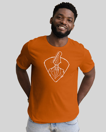 Guitar Head Short Sleeve T-Shirt  - Autumn Orange