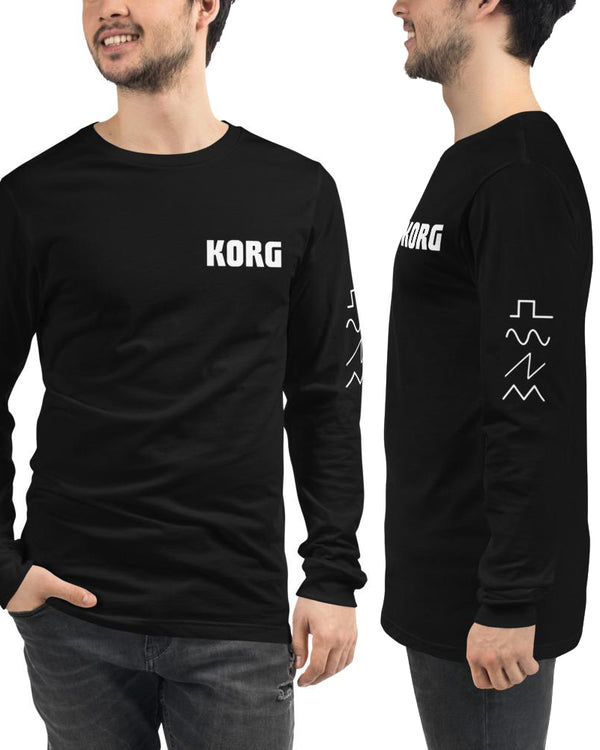 KORG Logo+Waveforms Long Sleeve Tee - Black - Photo 2