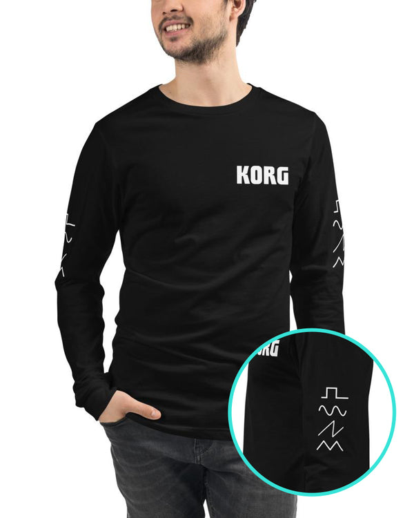 KORG Logo+Waveforms Long Sleeve Tee - Black - Photo 4