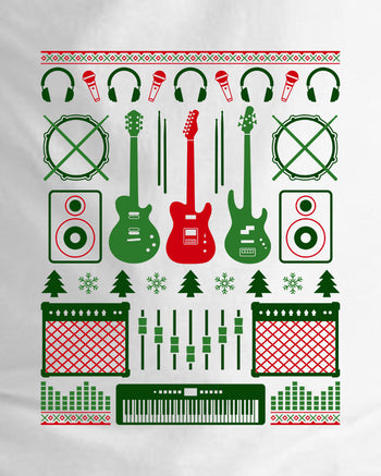 Musicians Christmas Long Sleeve T-Shirt  - White w/ Green & Red