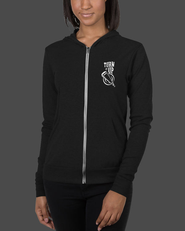 Turn It Up Unisex Zip Hoodie - Black - Photo 6