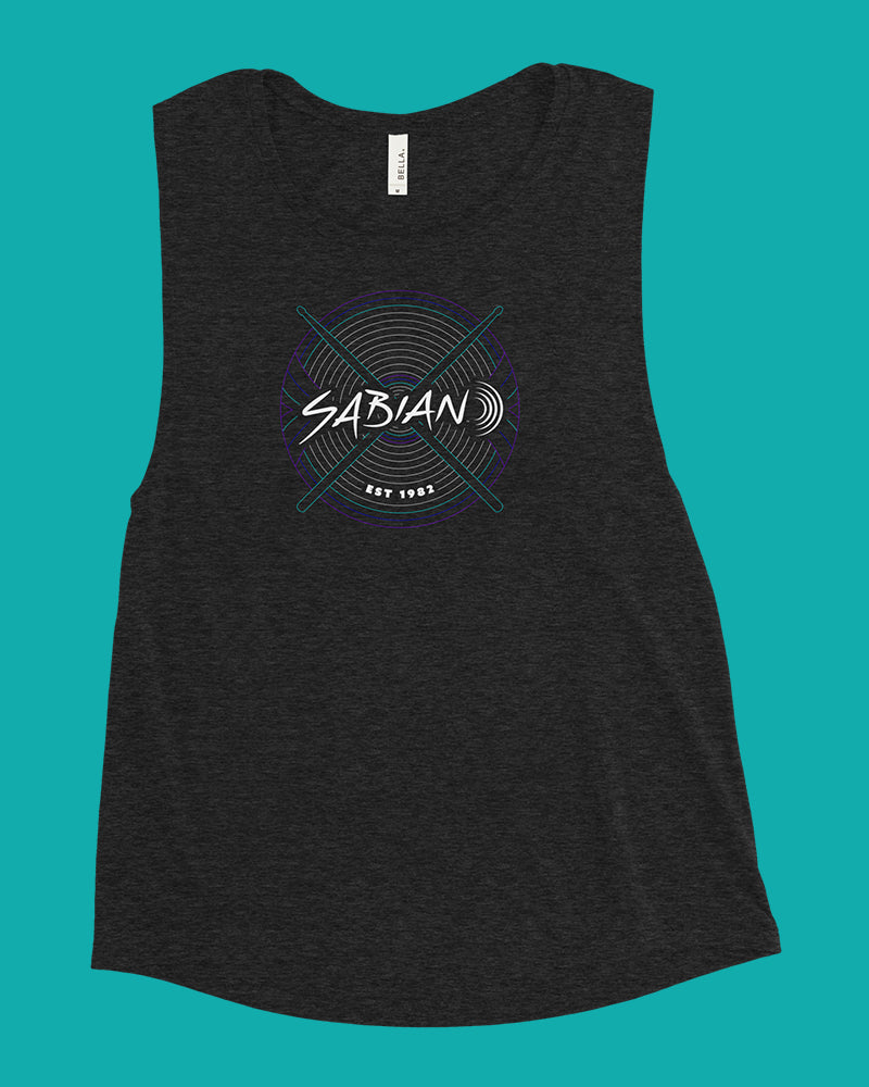 SABIAN 360 Neon Ladies’ Muscle Tank Top - Black Heather - Photo 3
