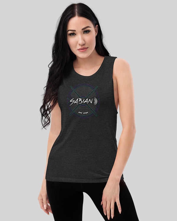 SABIAN 360 Neon Ladies’ Muscle Tank Top - Black Heather - Photo 5