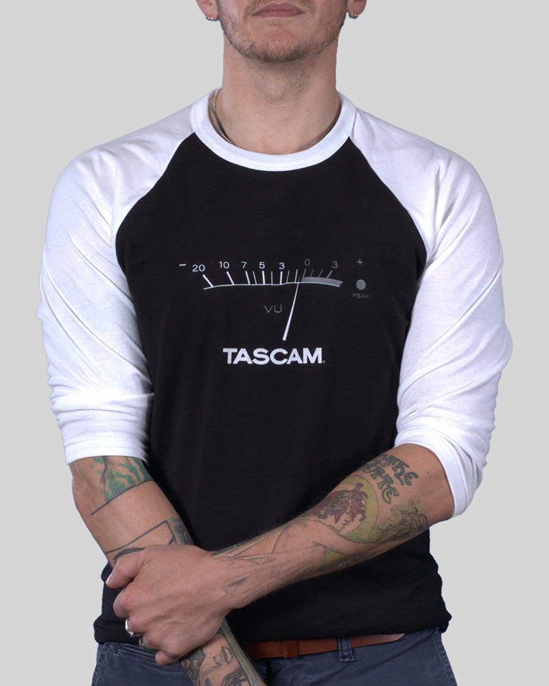 TASCAM VU 3/4 Sleeve Raglan Shirt - Black / White - Photo 8