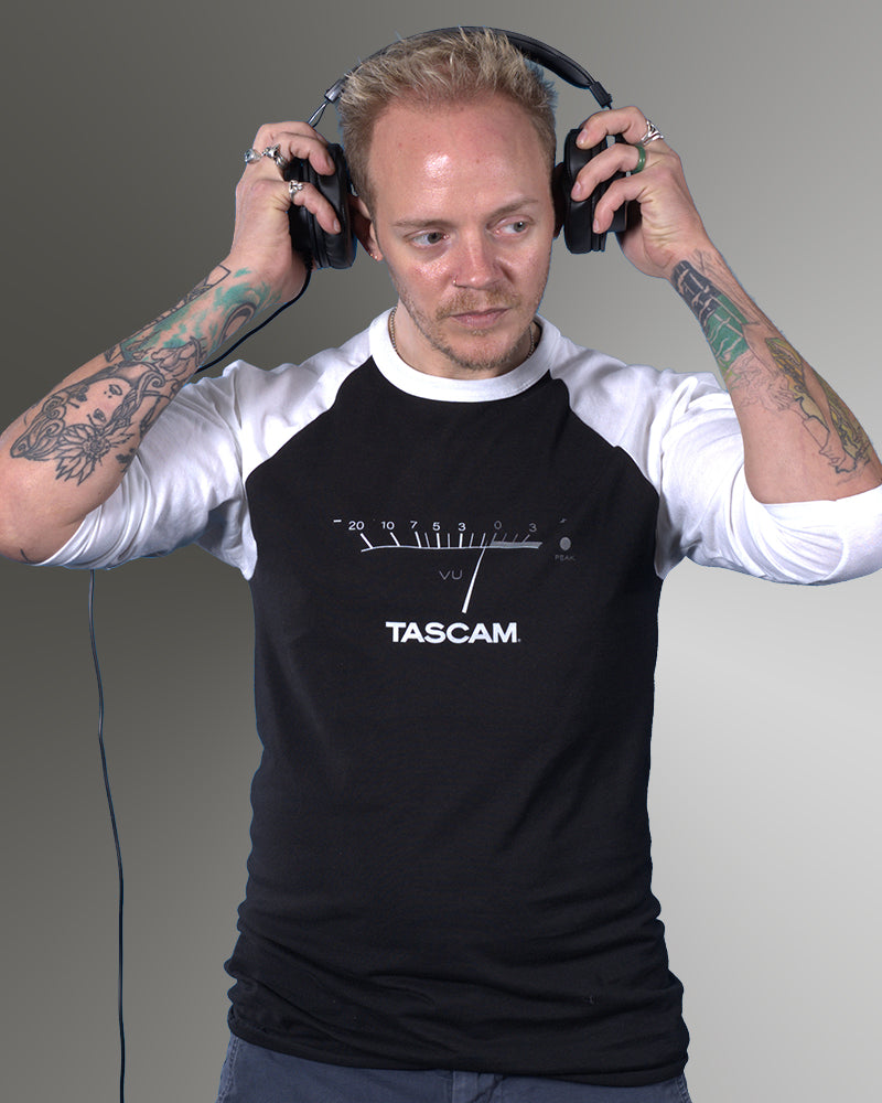 TASCAM VU 3/4 Sleeve Raglan Shirt - Black / White - Photo 4