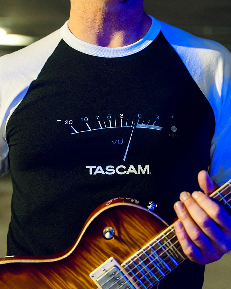 TASCAM VU 3/4 Sleeve Raglan Shirt - Black / White - Photo 3