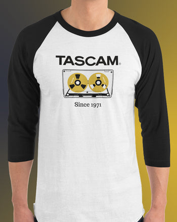 TASCAM Classic Cassette 3/4 Sleeve Raglan Shirt  - White / Black