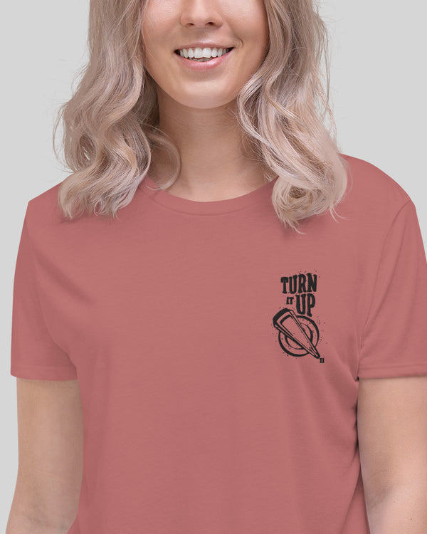 Turn It Up Crop T-Shirt - Dusty Pink - Photo 1
