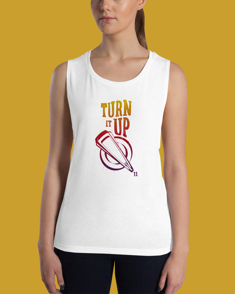 Turn It Up Ladies’ Muscle Tank Top - Warm Gradient - Photo 4