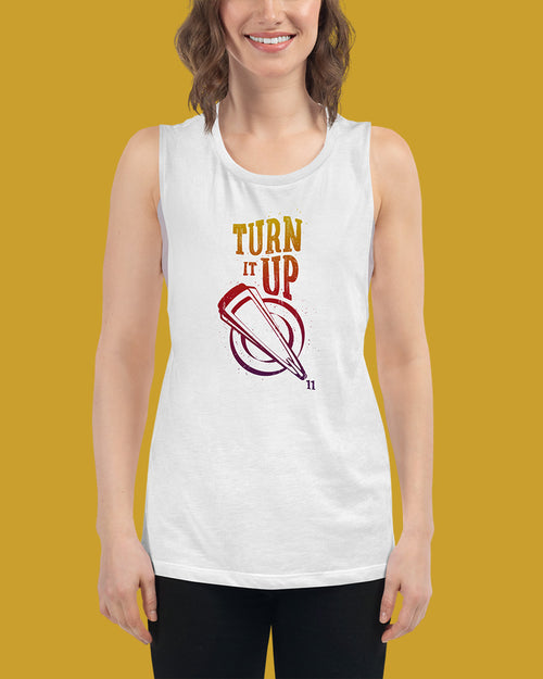 Turn It Up Ladies’ Muscle Tank Top  - Warm Gradient