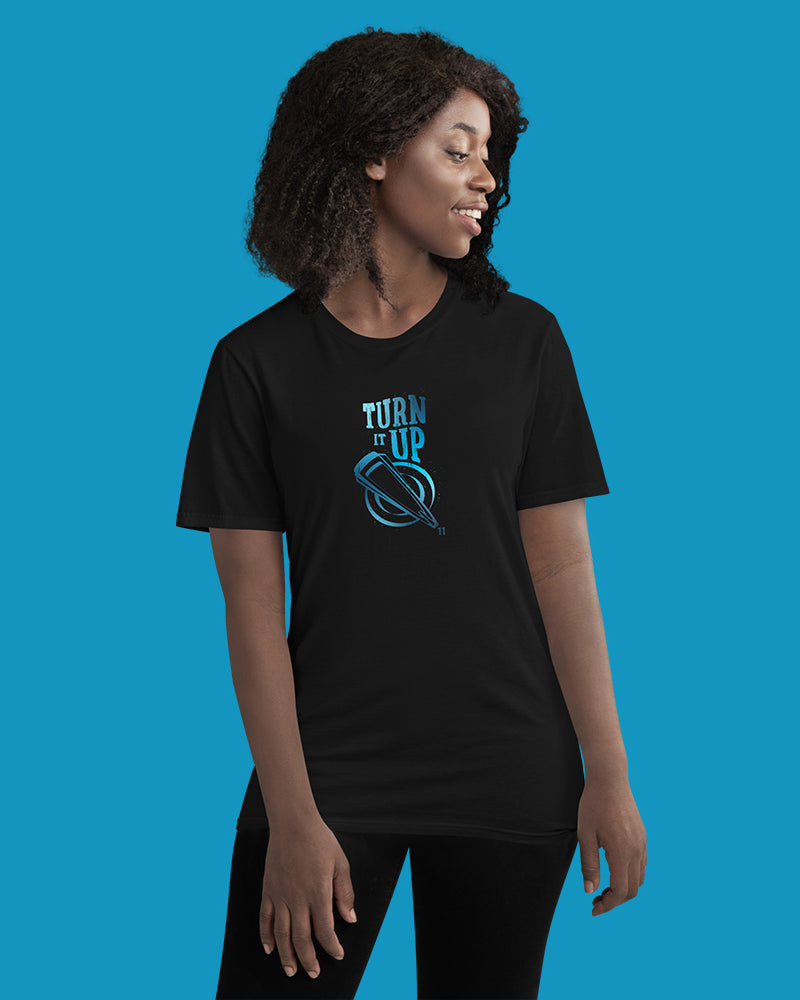 Turn It Up Short Sleeve T-Shirt - Black with Gradient  - Photo 9