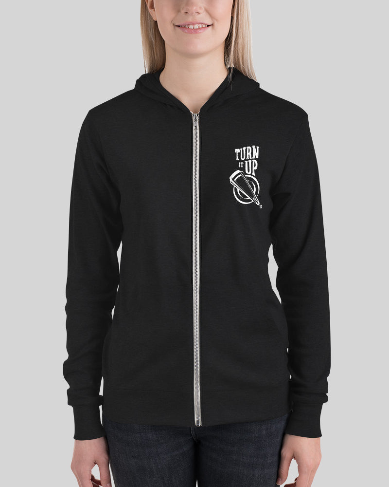 Turn It Up Unisex Zip Hoodie - Black - Photo 7