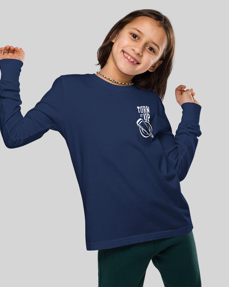 Turn It Up Youth Long Sleeve T-Shirt - Navy - Photo 6