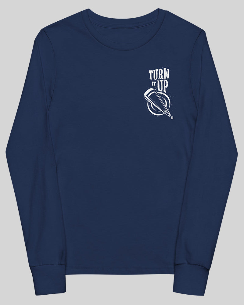 Turn It Up Youth Long Sleeve T-Shirt - Navy - Photo 4