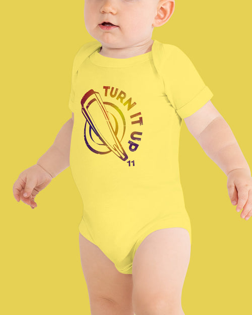 Turn It Up to 11 Baby Short Sleeve One Piece  - Yellow