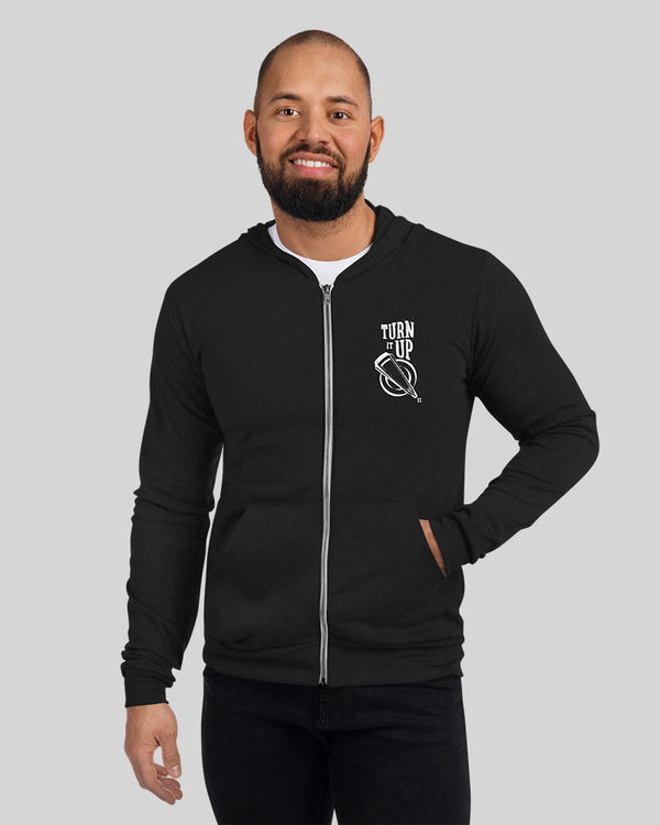 Turn It Up Unisex Zip Hoodie - Black - Photo 4