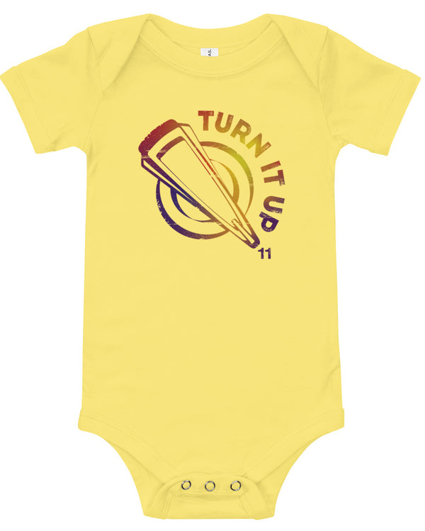 Turn It Up to 11 Baby Short Sleeve One Piece - Yellow - Photo 6