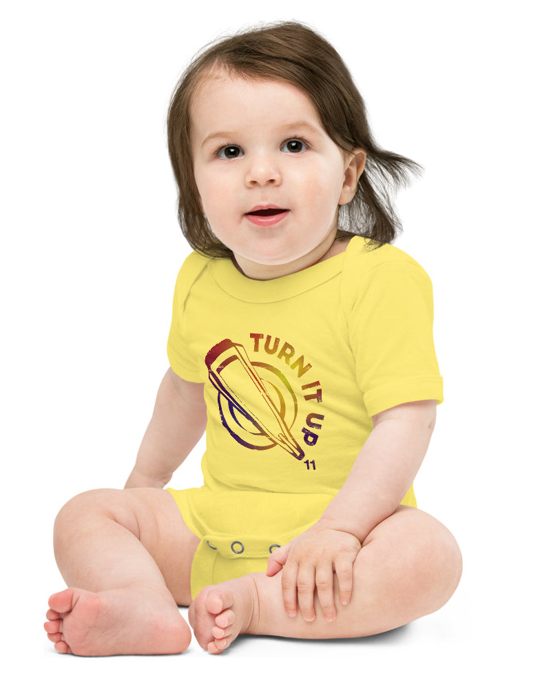 Turn It Up to 11 Baby Short Sleeve One Piece - Yellow - Photo 7