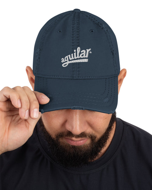 Aguilar Logo Distressed Dad Hat  - Navy
