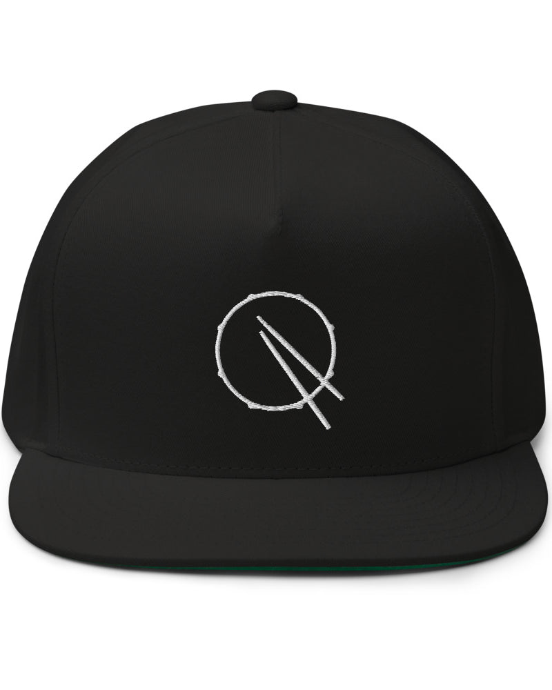 Drummer Flat Bill Hat - Black with White - Photo 5