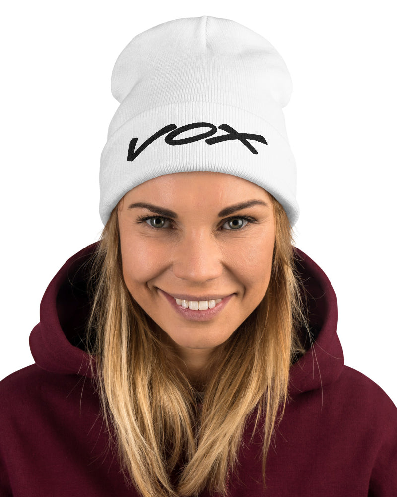 VOX Logo Embroidered Beanie - White - Photo 5