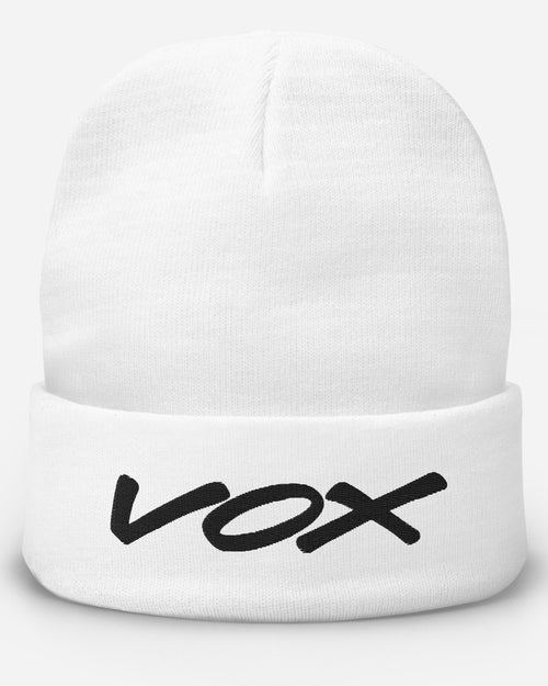 VOX Logo Embroidered Beanie  - White