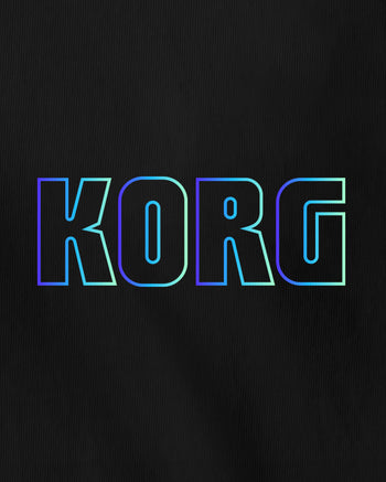 KORG Gradient Logo T-Shirt  - Black W/Neon Blue